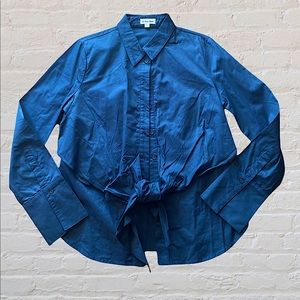 Navy Blue Button Down Shirt Ties in the Front